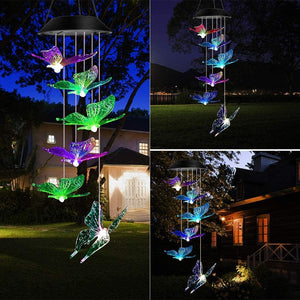 Solar-Powered Butterfly Wind Chime Lights