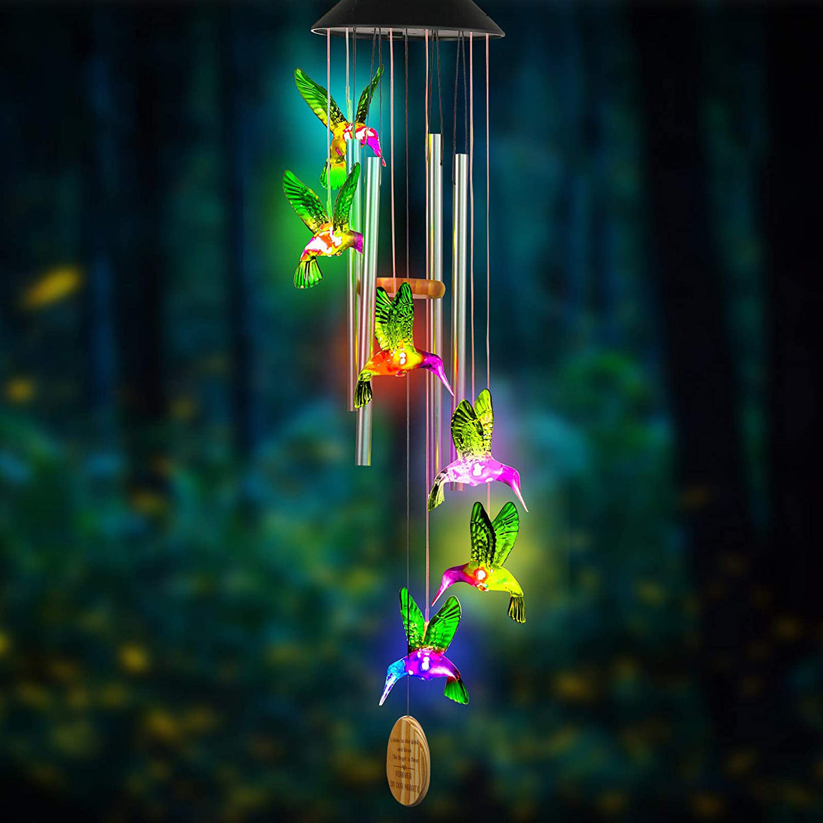 Hummingbird Solar Memorial Wind Chimes