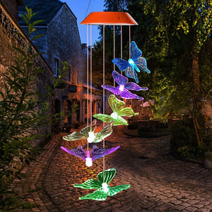 Solar-Powered Butterfly Wind Chime Lights