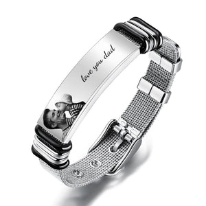 Custom Photo Engraved Stainless Steel Bracelet