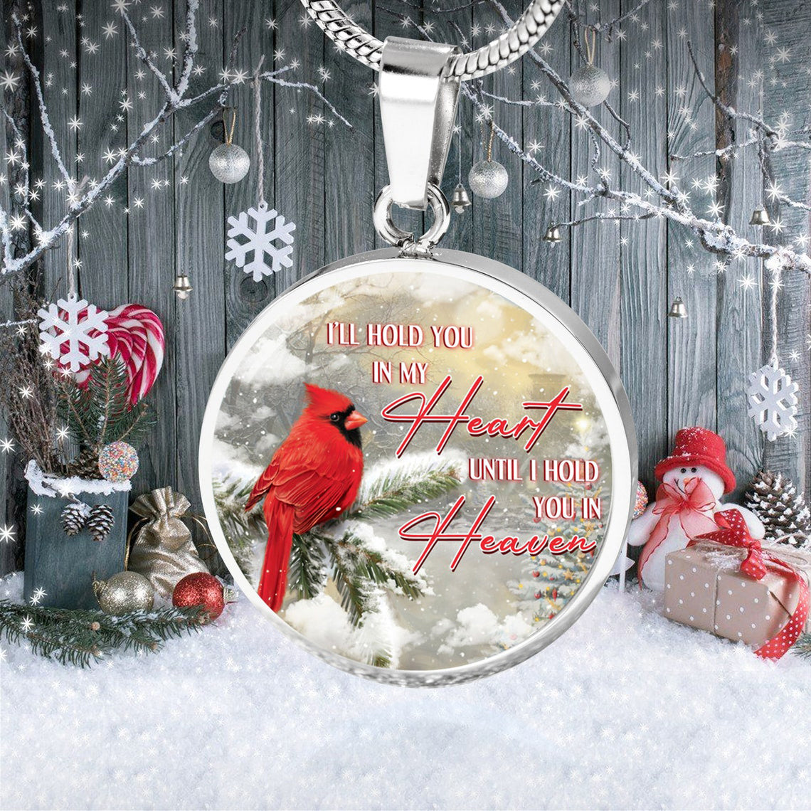 Memorial Cardinal Necklace - Circle Pendant Necklace