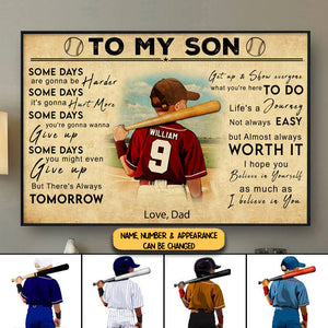 Personalized Baseball Poster - gift for grandson, gift for son