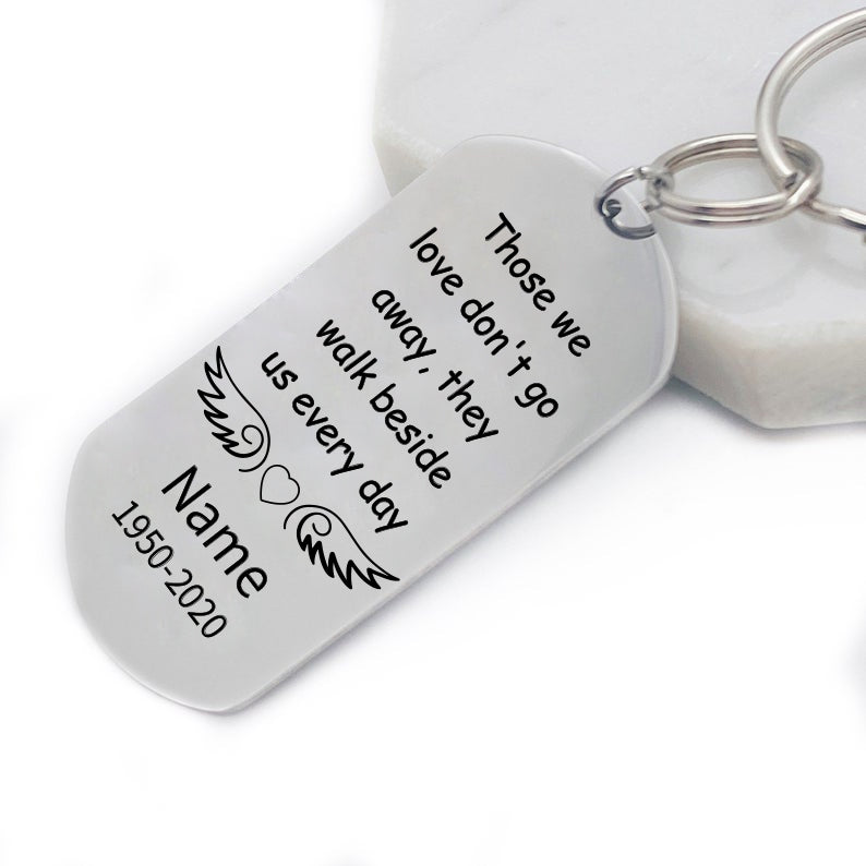 Personalized Memorial Engraved Silver Keychain