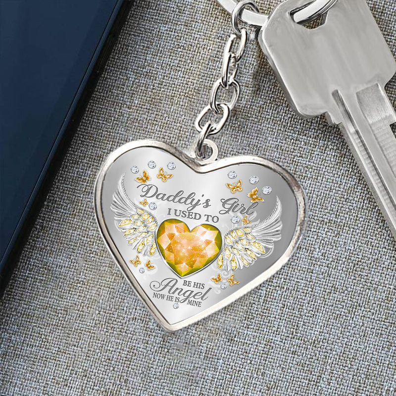 Daddy's Girl Birthstone Heart Keychain