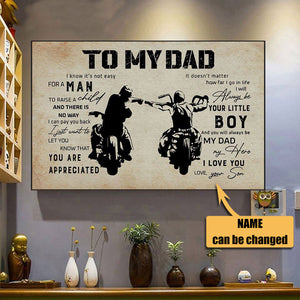 Personalized To My Dad Biker Horizontal Poster