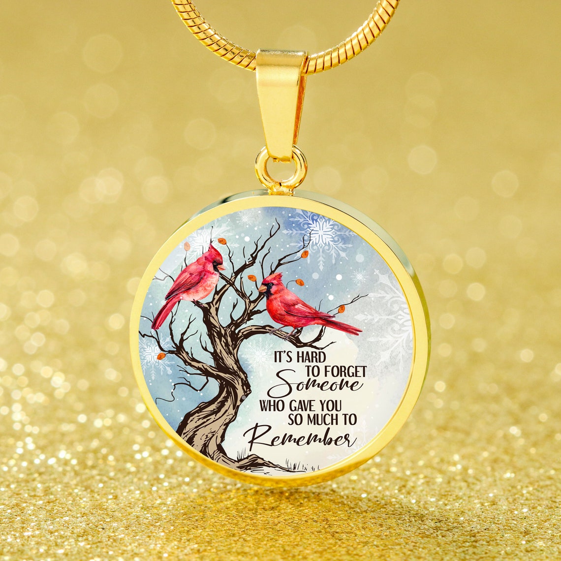 Memorial Cardinal Necklace - Circle Pendant Necklace