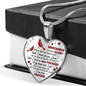 Cardinal Surrounded By Your Glory Heart Necklace