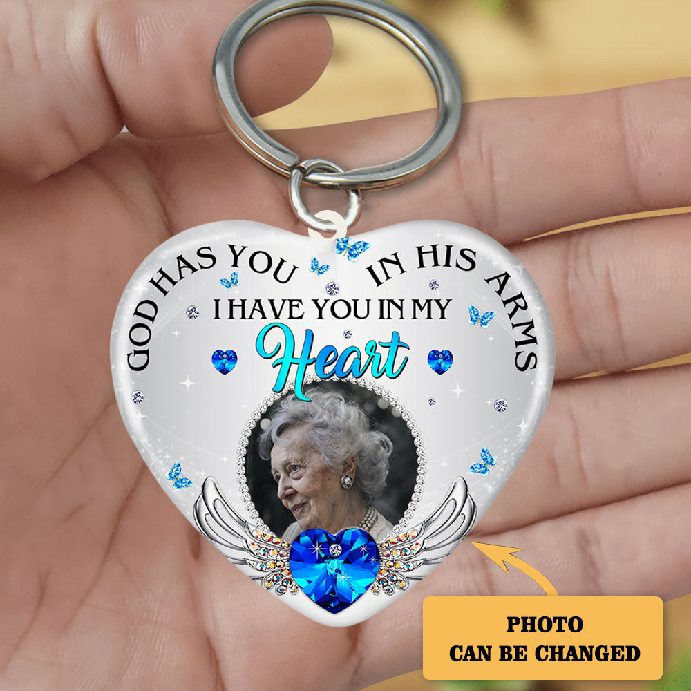 Personalized God Has You In His Arms Acrylic Keychain
