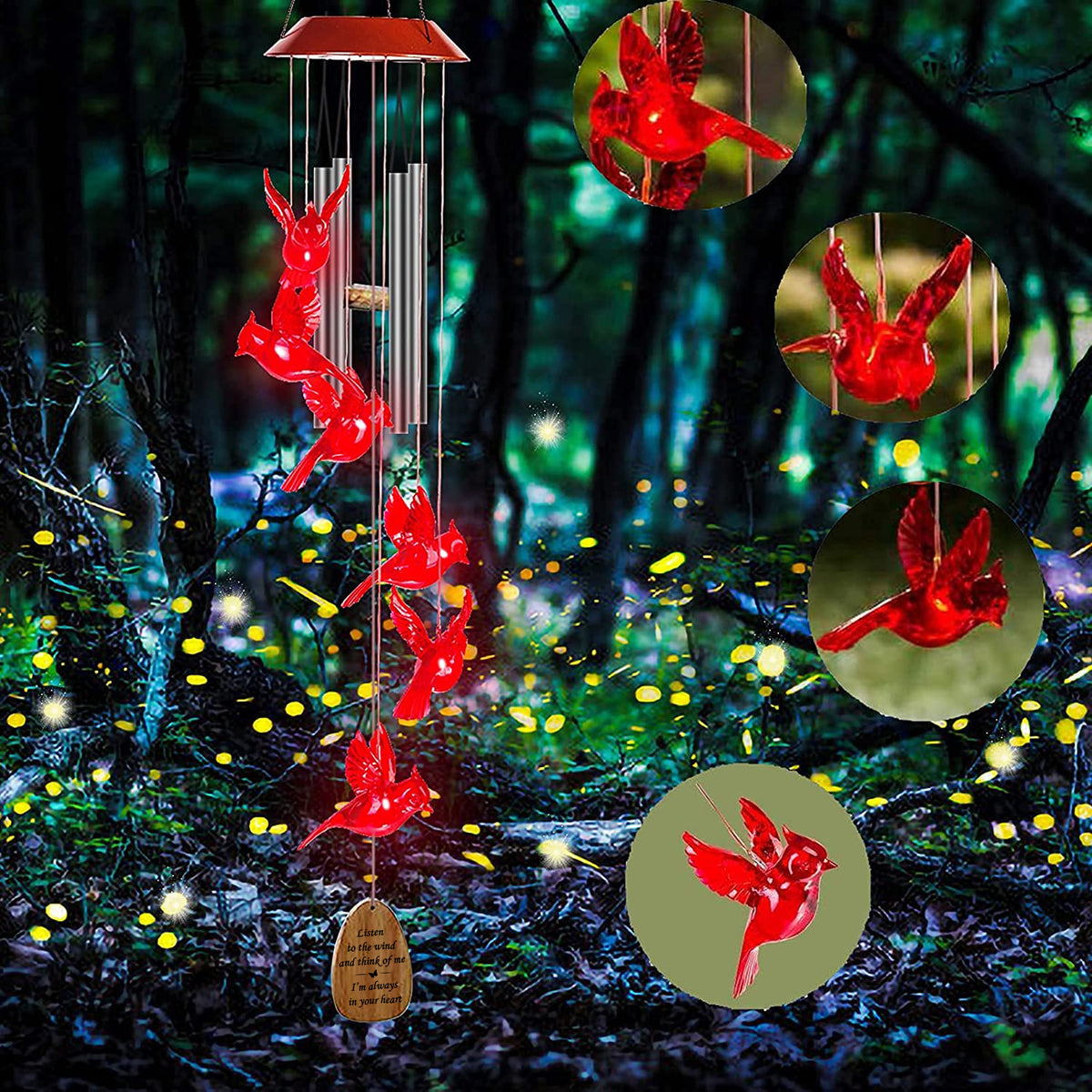 Cardinal Solar Memorial Wind Chimes