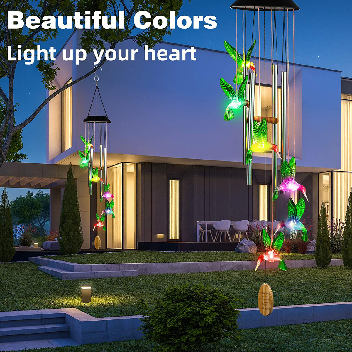 Hummingbird Solar Memorial Wind Chimes