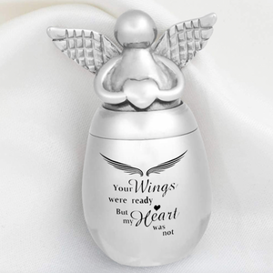 Mini Angel Keepsake Urn for Ashes-Your Wings were Ready, But My Heart was Not