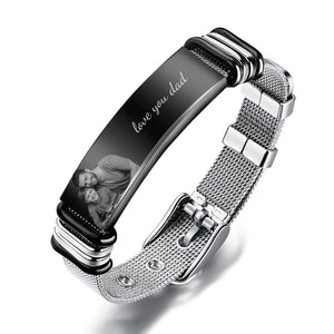Custom Photo Engraved Stainless Steel Bracelet