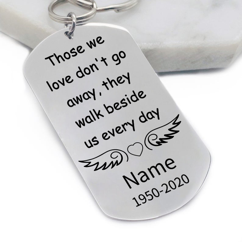 Personalized Memorial Engraved Silver Keychain