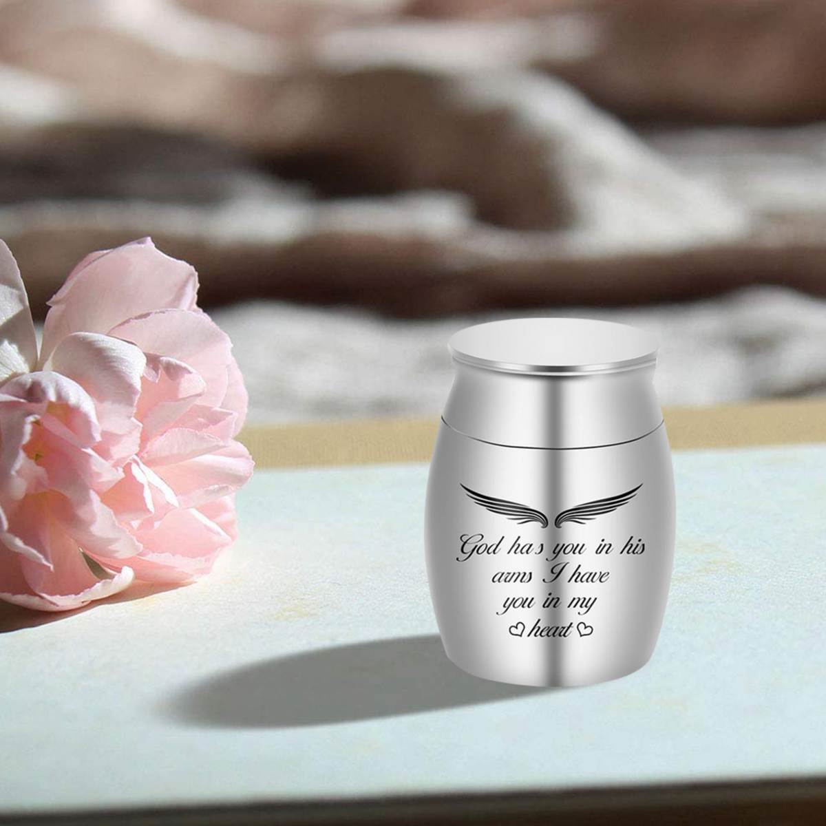 Mini Keepsake Urn for Ashes-God Has You in His Arms, I Have You in My Heart