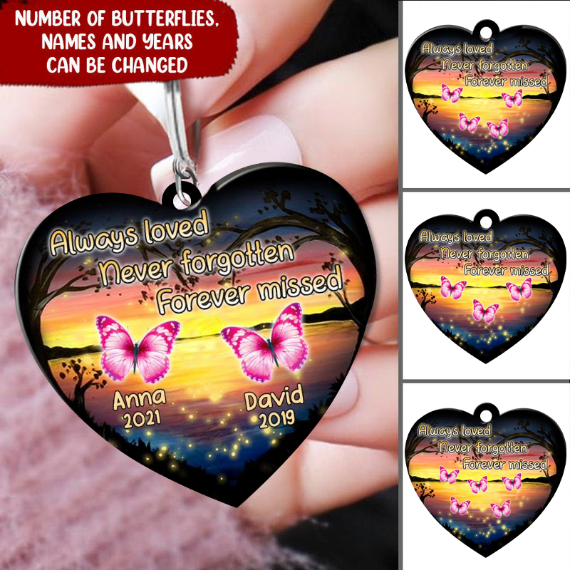 Always Loved Never Forgotten Forever Missed Sunset Background Memorial Gift Personalized Acrylic Keychain