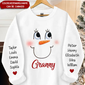 Cute Snow my Grandma Mom Little Heart Kids Personalized Christmas Sweatshirt