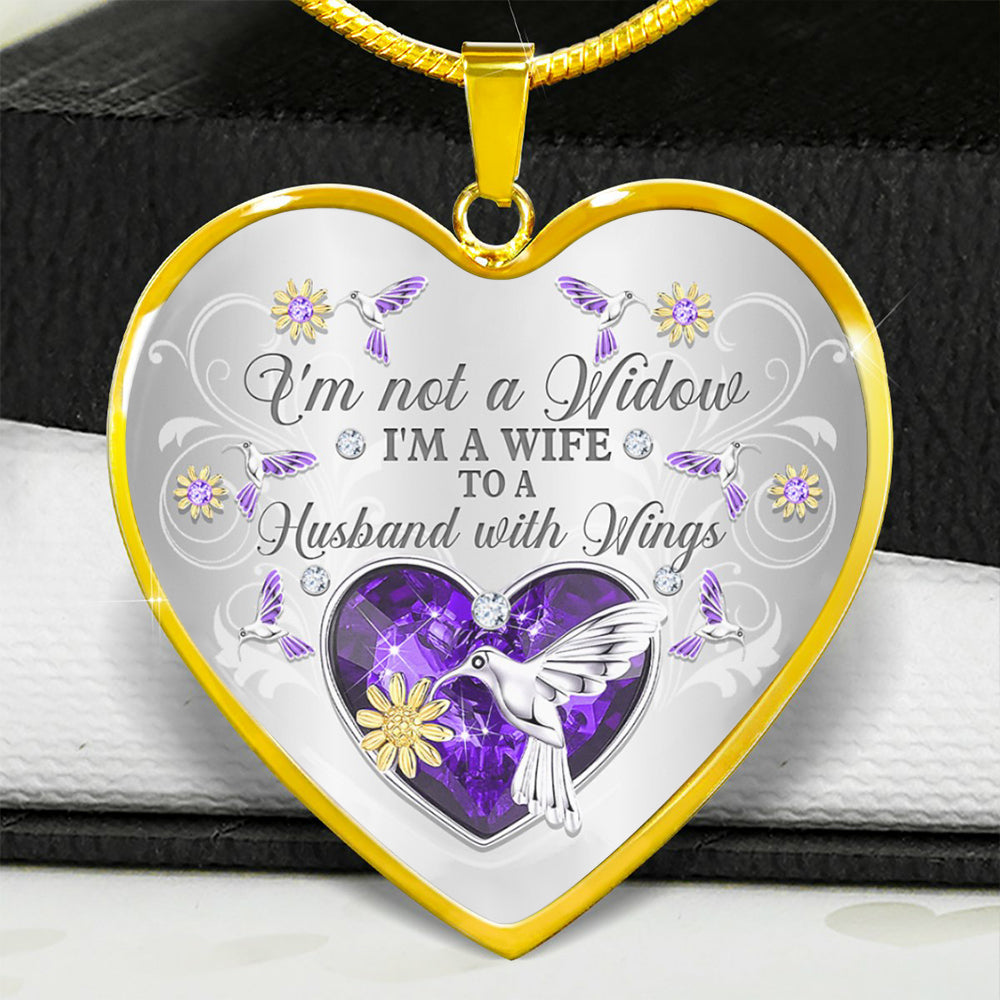 I'm Not A Widow Hummingbird Heart Necklace