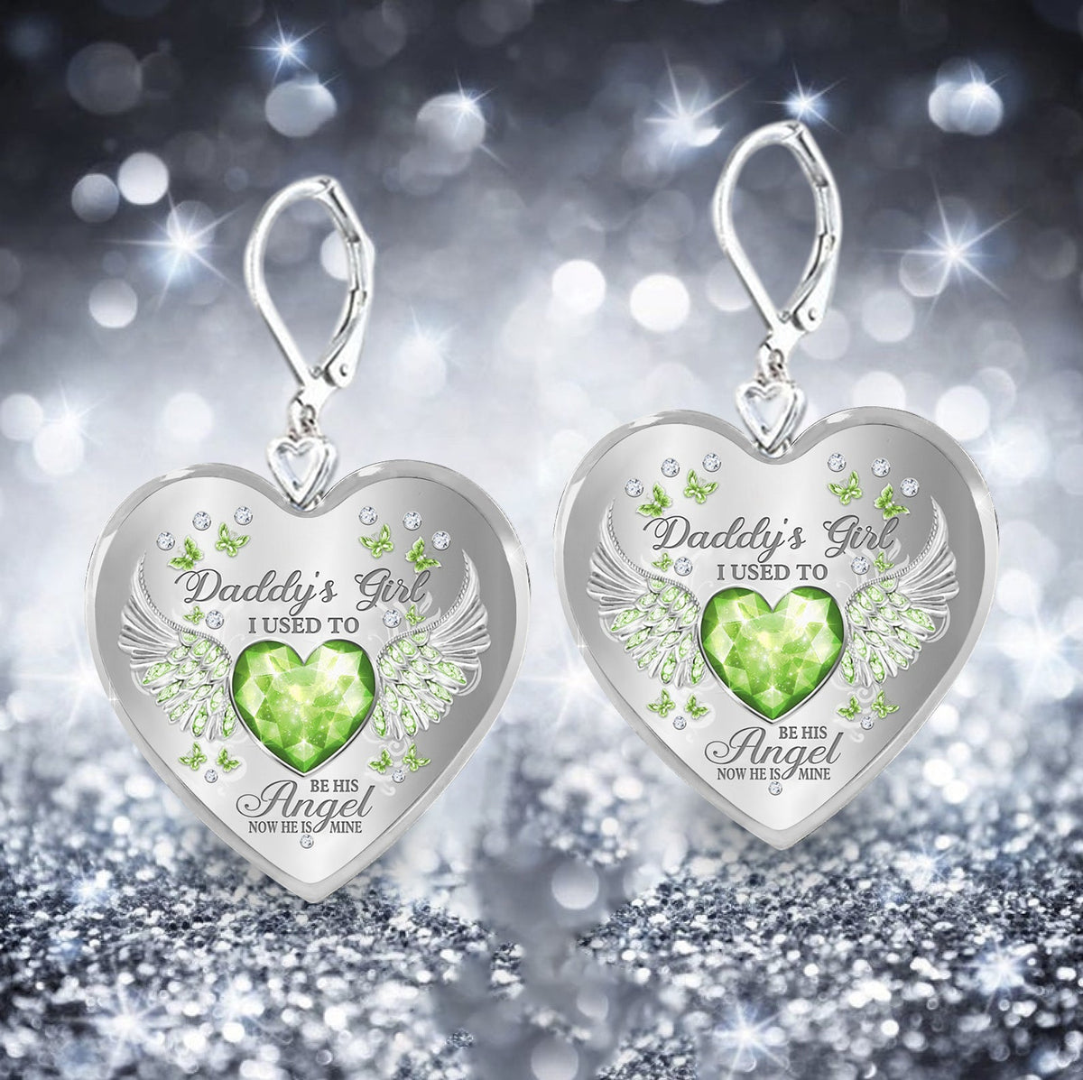 Daddy's Girl Birthstone Heart Earring