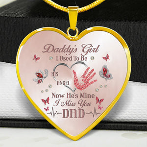 Miss You Dad Heart Necklace