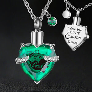 12 Birthstones Heart Cremation Jewelry for Ashes Urn Necklaces