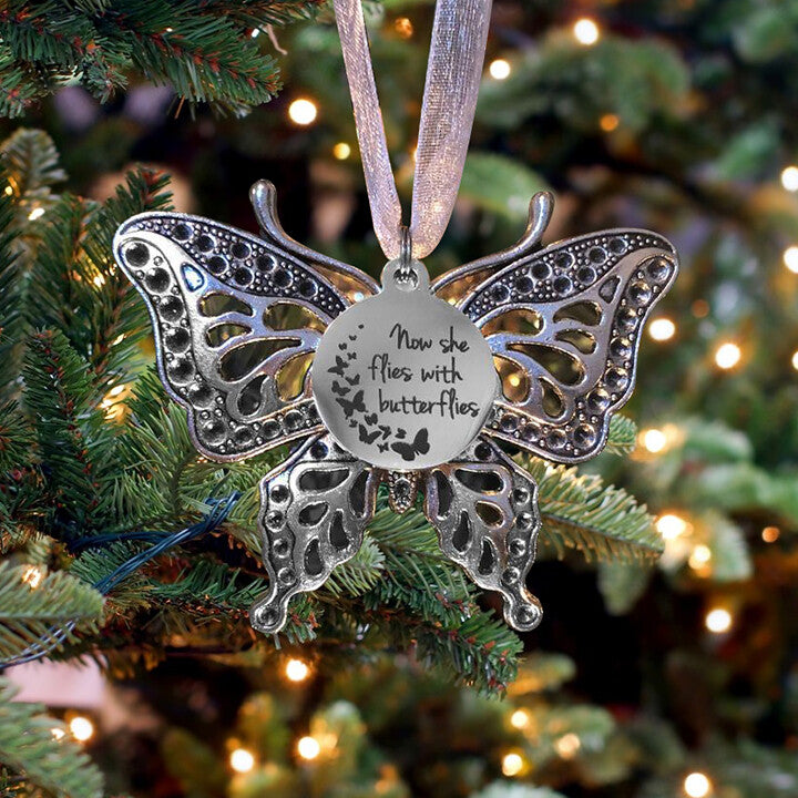Butterfly Memorial Ornaments - Now She/He Flies with Butterflies