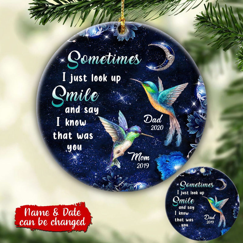 Sometimes I just look up Smile Memory Personalized Circle Ceramic Ornament