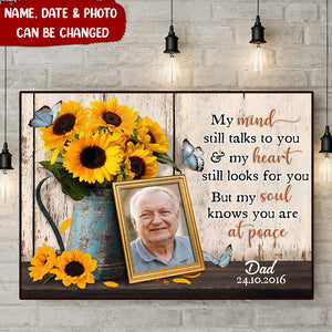 Personalized Photo Upload My Heart Knows You're At Peace Horizontal Poster