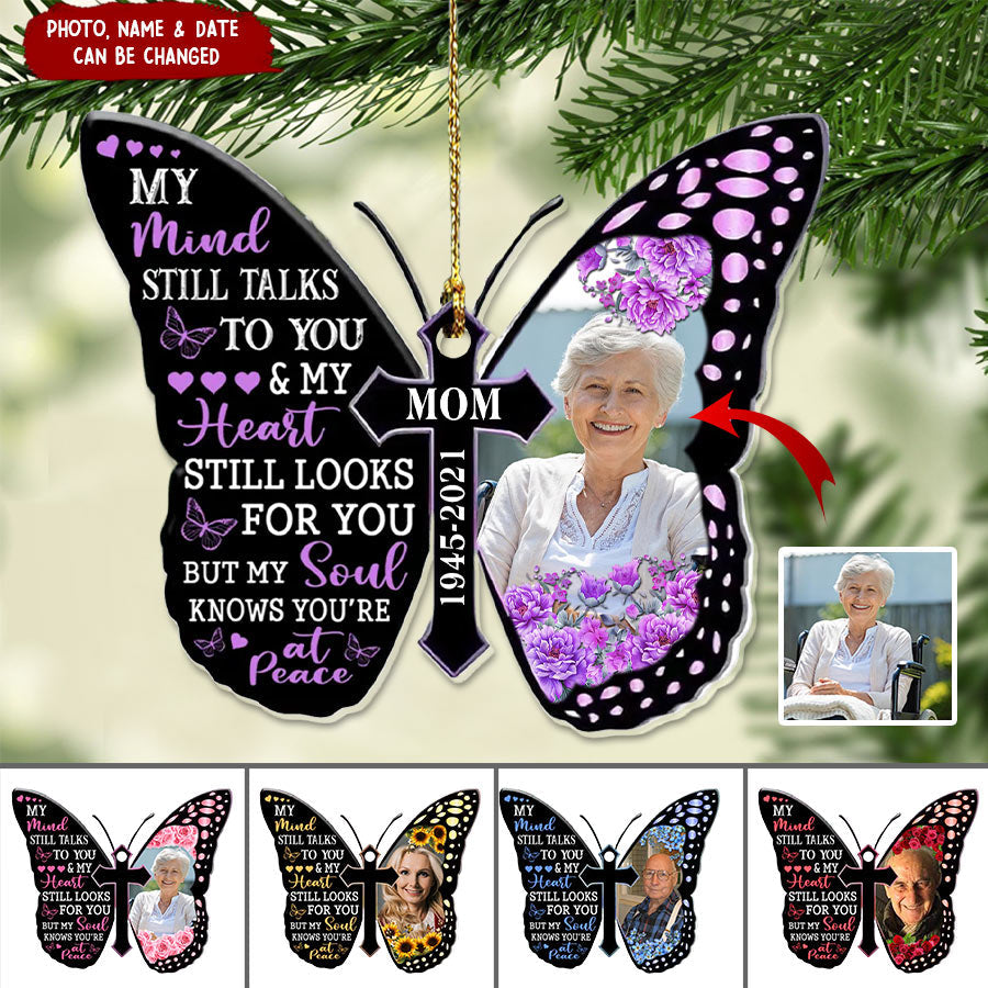 My Mind Still Talks To You Custom Photo Personalized Ornament