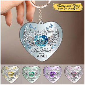 Memorial Butterfly My Husband Has Wings Heart Personalized Acrylic Keychain