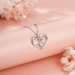 Cross Rose Heart Necklace