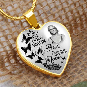 Personalized I Will Hold In My Heart Memorial Heart Necklace