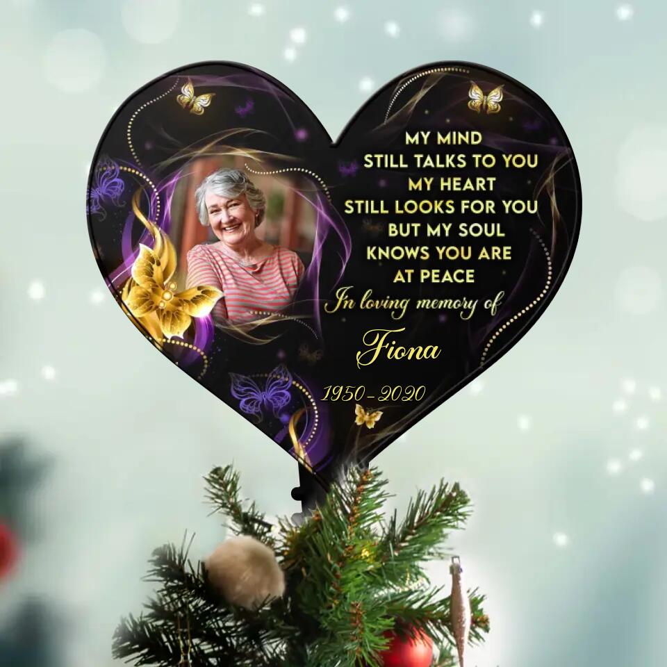 Custom Personalized Memorial Photo Tree Topper - Memorial Gift Idea For Christmas