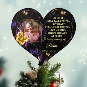 Custom Personalized Memorial Photo Tree Topper - Memorial Gift Idea For Christmas