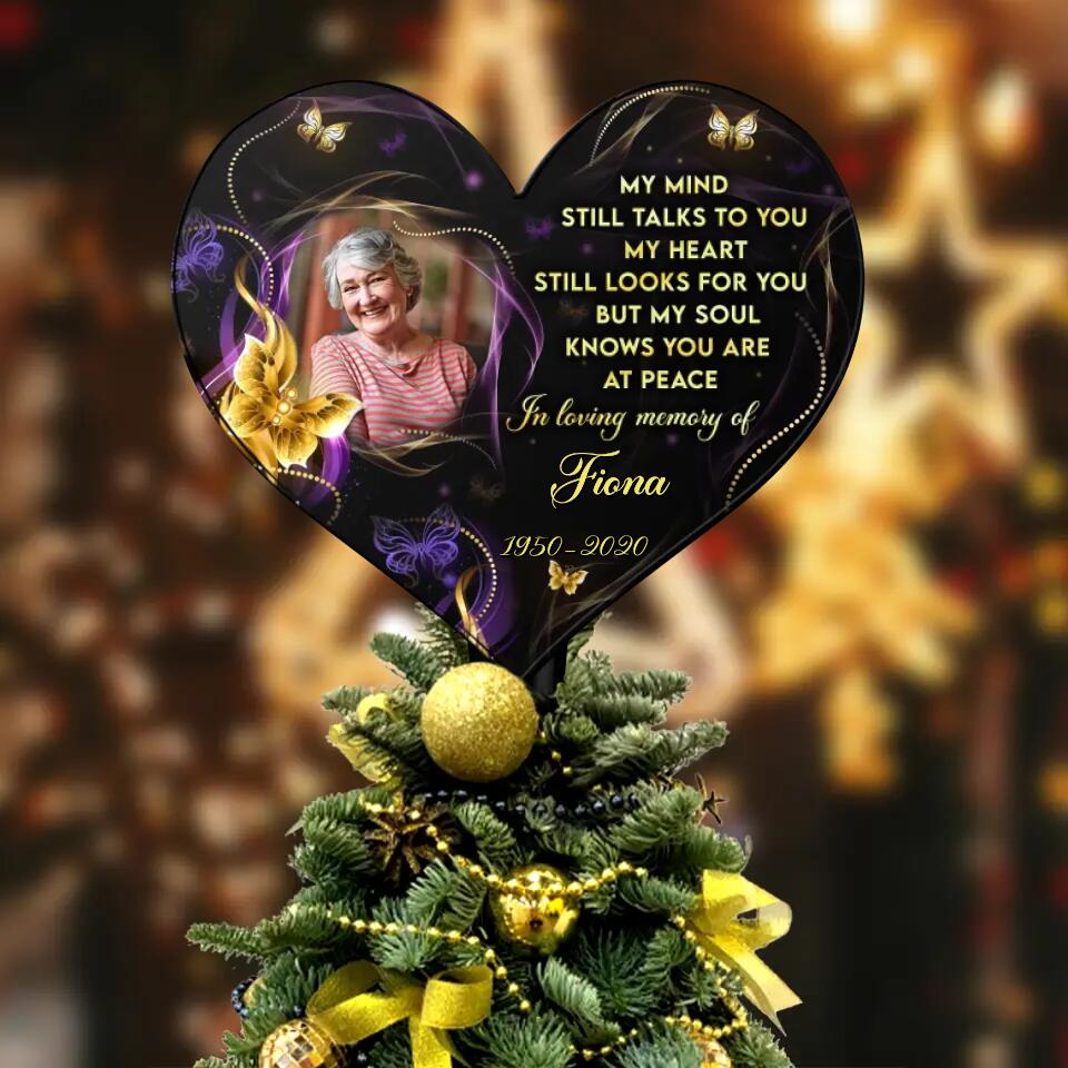 Custom Personalized Memorial Photo Tree Topper - Memorial Gift Idea For Christmas