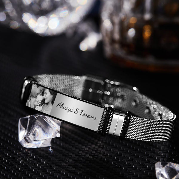 Custom Photo Engraved Stainless Steel Bracelet