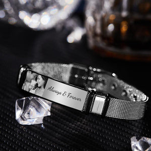 Custom Photo Engraved Stainless Steel Bracelet