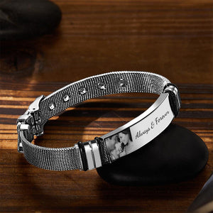 Custom Photo Engraved Stainless Steel Bracelet