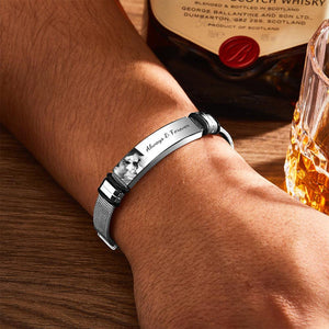 Custom Photo Engraved Stainless Steel Bracelet