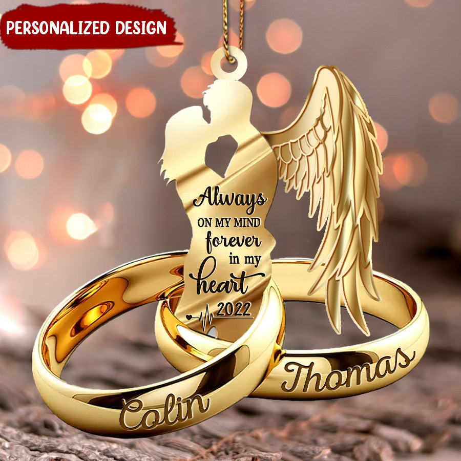 Customized Husband Wife With Wings Personalized Memorial Acrylic Ornament