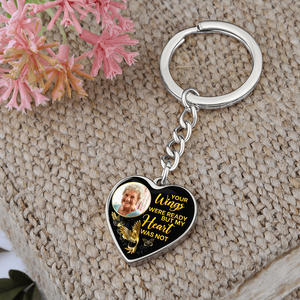 Hummingbird Your Wings Personalized Memorial Heart Keychain