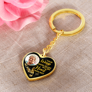 Hummingbird Your Wings Personalized Memorial Heart Keychain