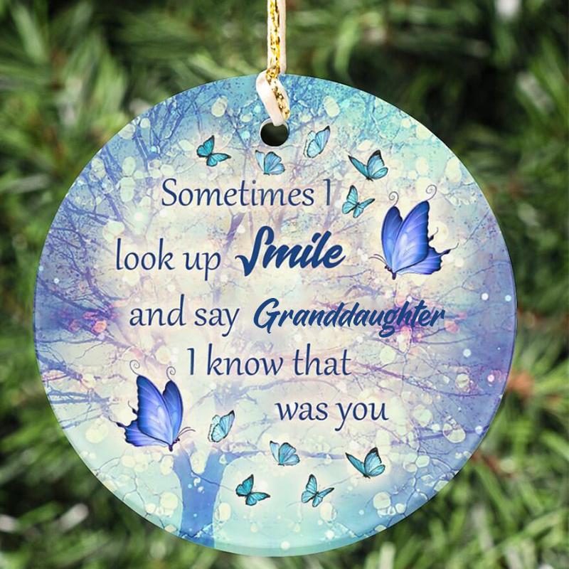 Granddaughter-I know that was you Circle Ornament (Porcelain)
