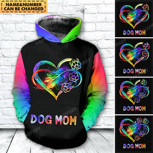 Dog Mom Infinite Love Rainbow Personalized All Over Print Hoodie