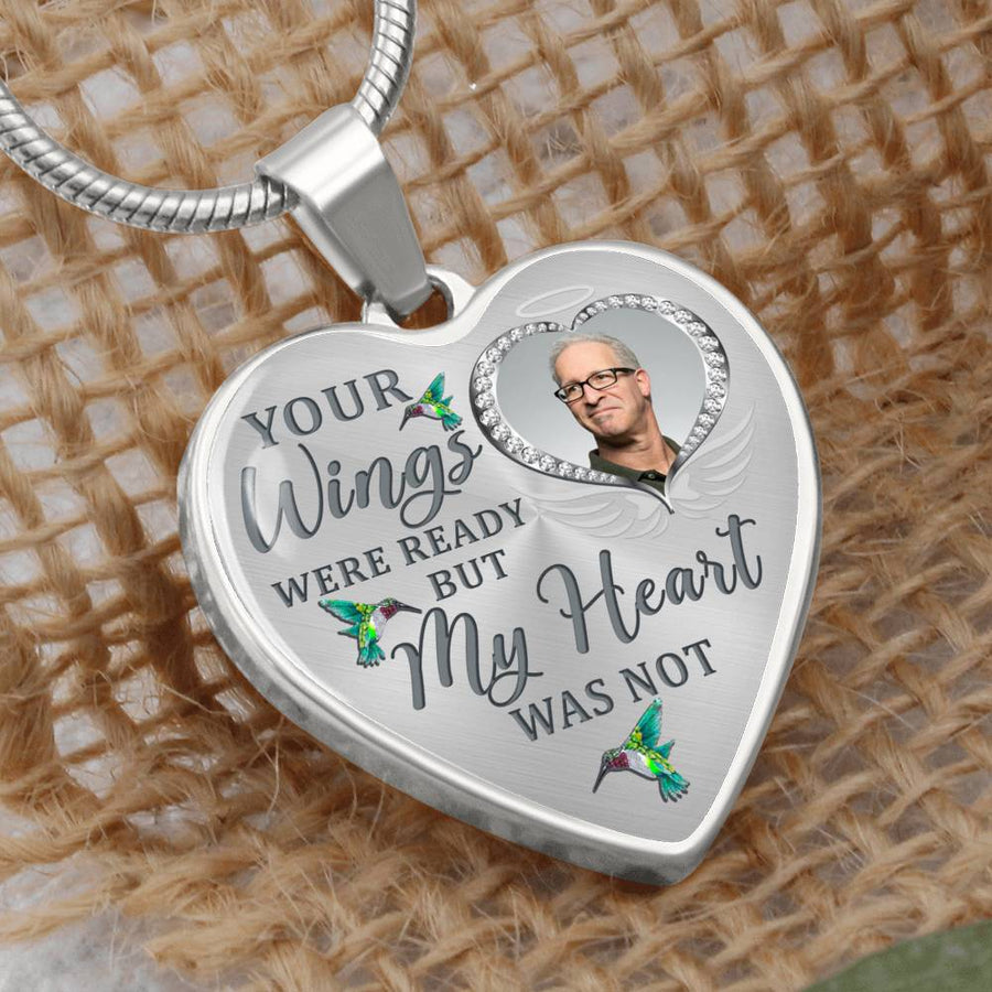 Hummingbird Your Wings Were Ready Personalized Heart Necklace
