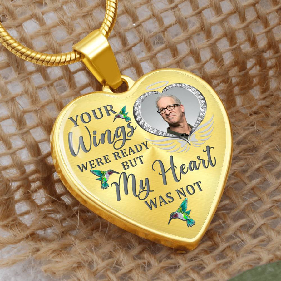 Hummingbird Your Wings Were Ready Personalized Heart Necklace