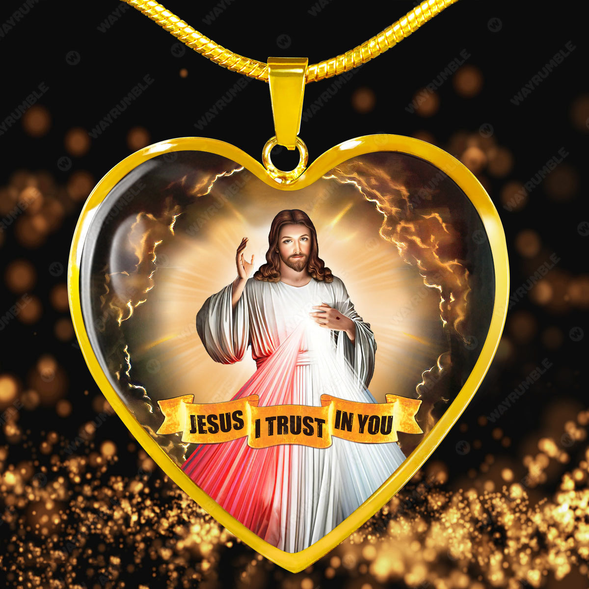 Jesus I Trust in You Heart Necklace