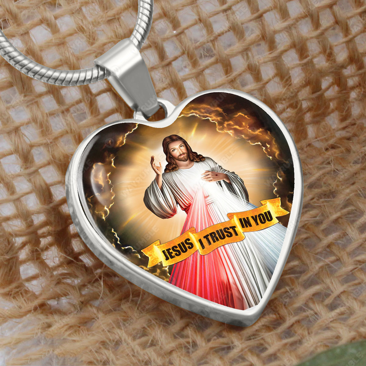 Jesus I Trust in You Heart Necklace