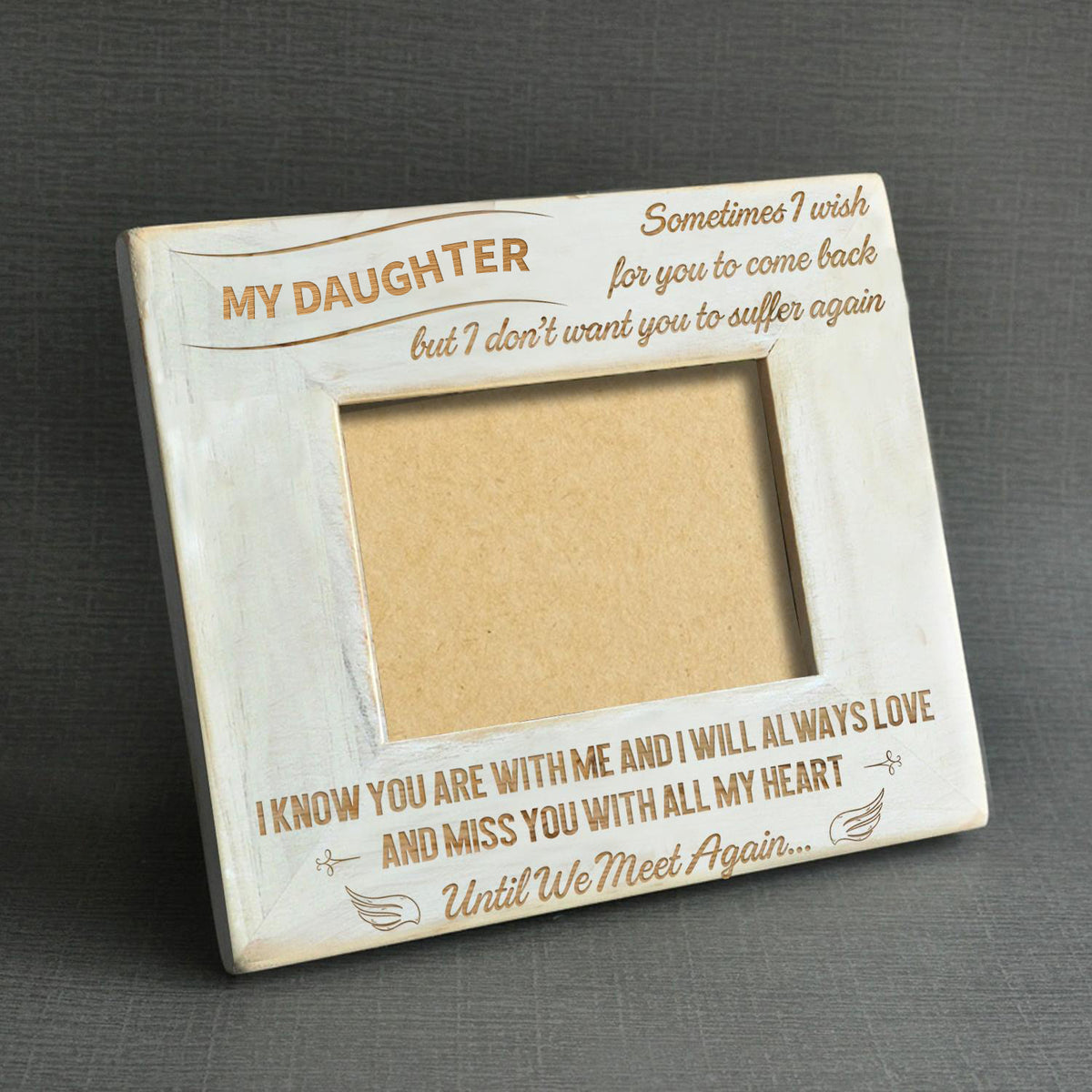 Engraved Memorial Wood Photo Frame