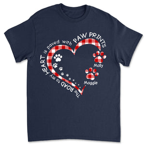 My Heart With Paw Prints - Personalized Custom Unisex T-Shirt