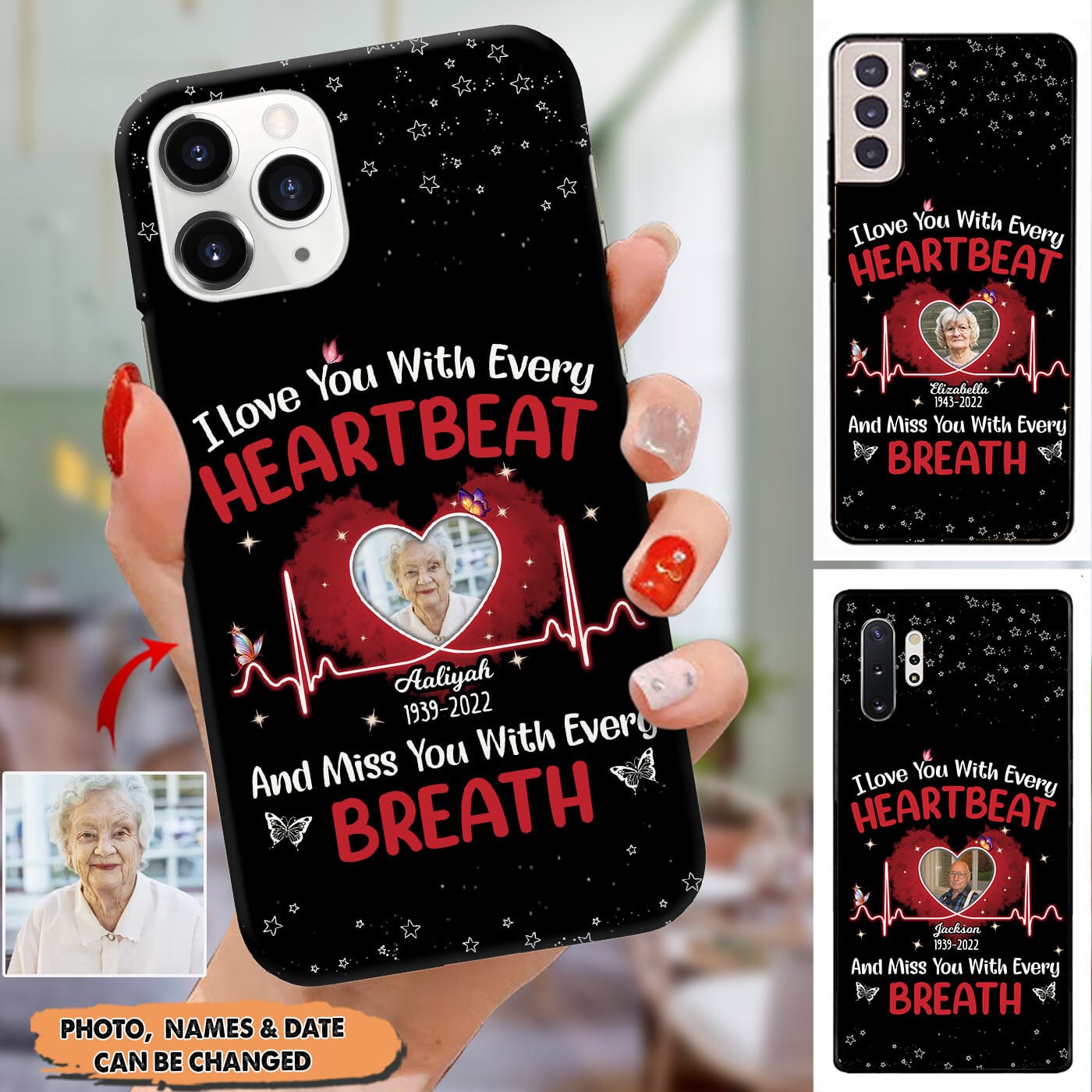 Personalized Upload Photo In Heart Memorial Phone Case